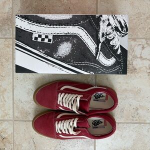Vans Burgundy and White Sneakers